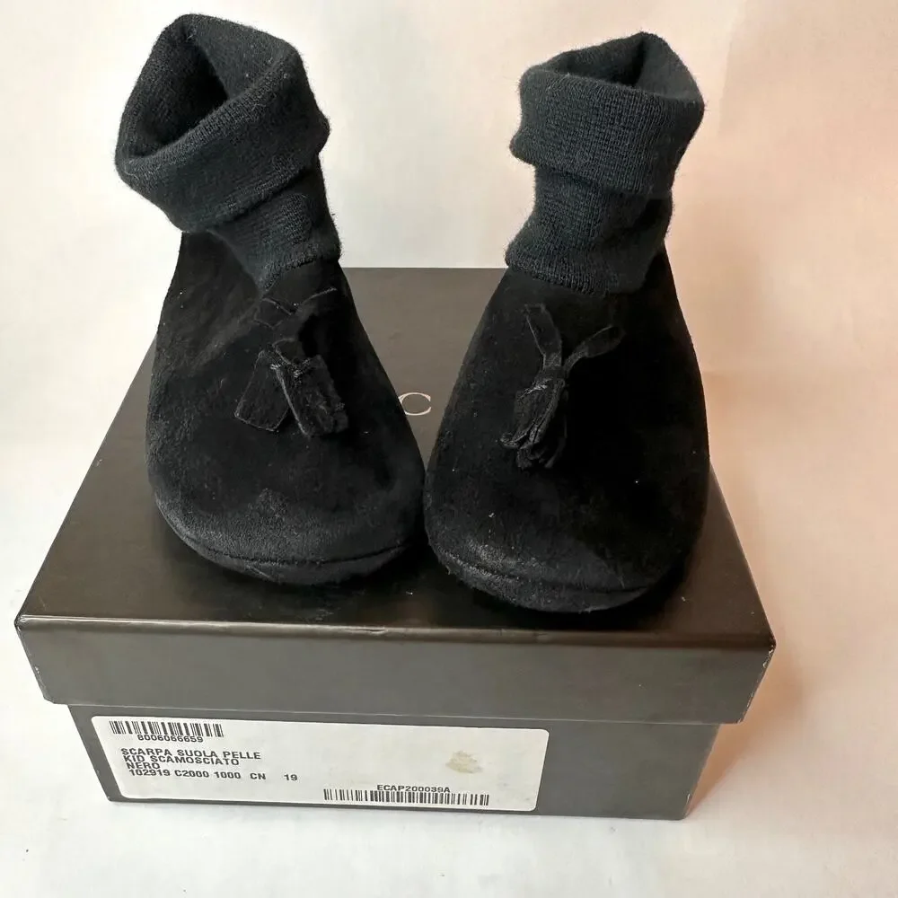 GUCCI Baby Black Suede Leather Sole Shoes | Size US 3.5 | UK 3 | EUR 19 | w/Box